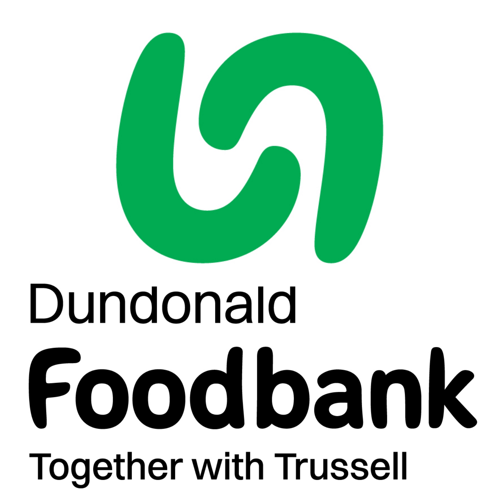 Volunteers sorting donated food into bags at the foodbank