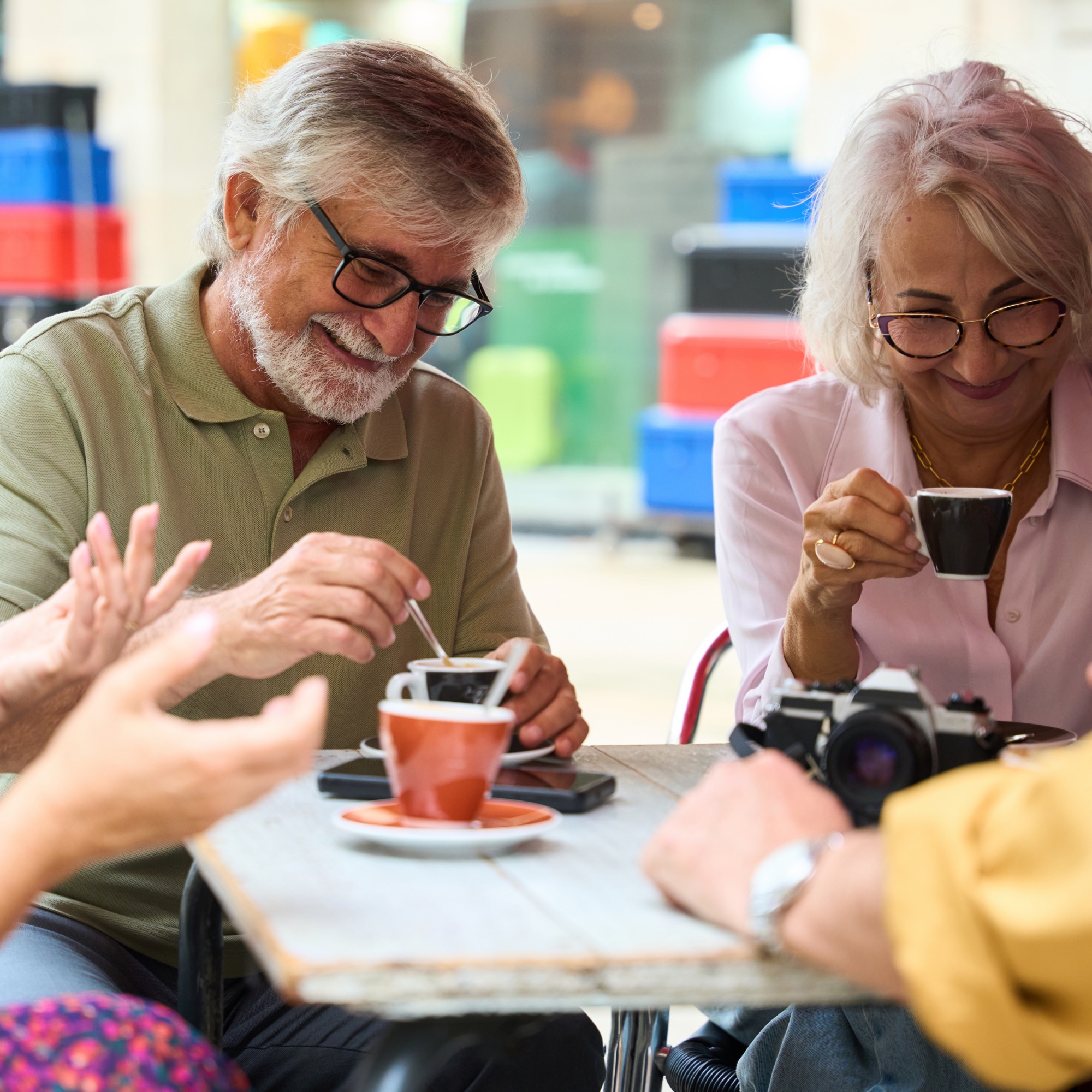 A group of older friends enjoying a day out together